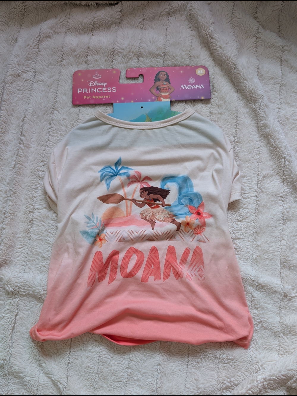 Disney Moana Dog Cream Ombre Graphic Top, Size XL
